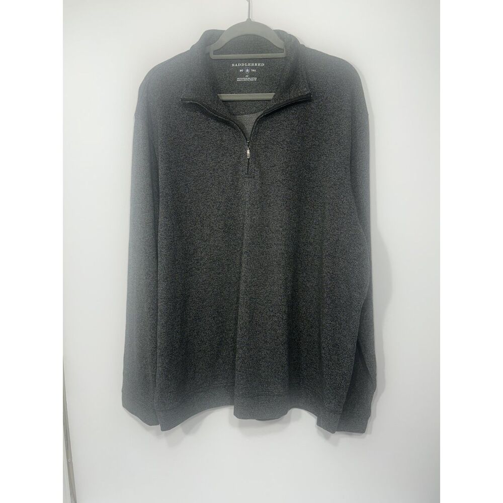 Saddlebred Big & Tall 2XT Gray Quarter Zip Pullover Sweater Men’s Heather Knit